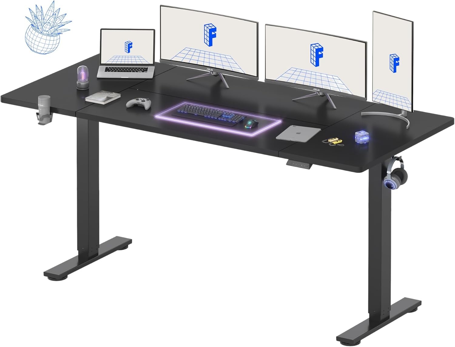 image:imageFLEXISPOT 71x32 Inch Electric Large Standing Desk for Home amp Office Spacious Splice Board Desk with Cable Management amp Organizer Cup Holder amp Hook BlackBlack