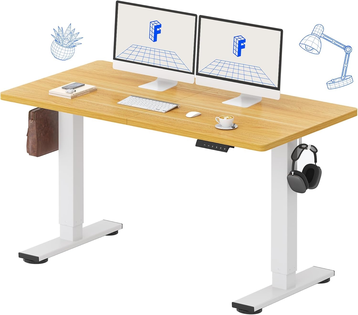 image:imageFLEXISPOT 71x32 Inch Electric Large Standing Desk for Home amp Office Spacious Splice Board Desk with Cable Management amp Organizer Cup Holder amp Hook BlackMaple
