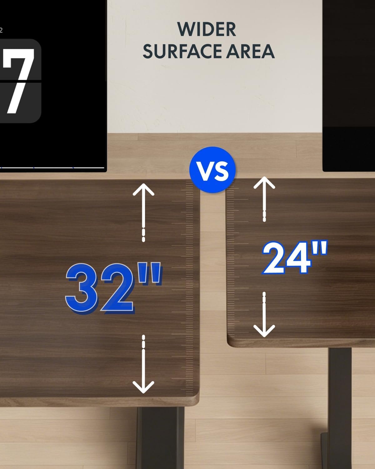 image:imageFLEXISPOT 71x32 Inch Electric Large Standing Desk for Home amp Office Spacious Splice Board Desk with Cable Management amp Organizer Cup Holder amp Hook BlackBlack Walnut