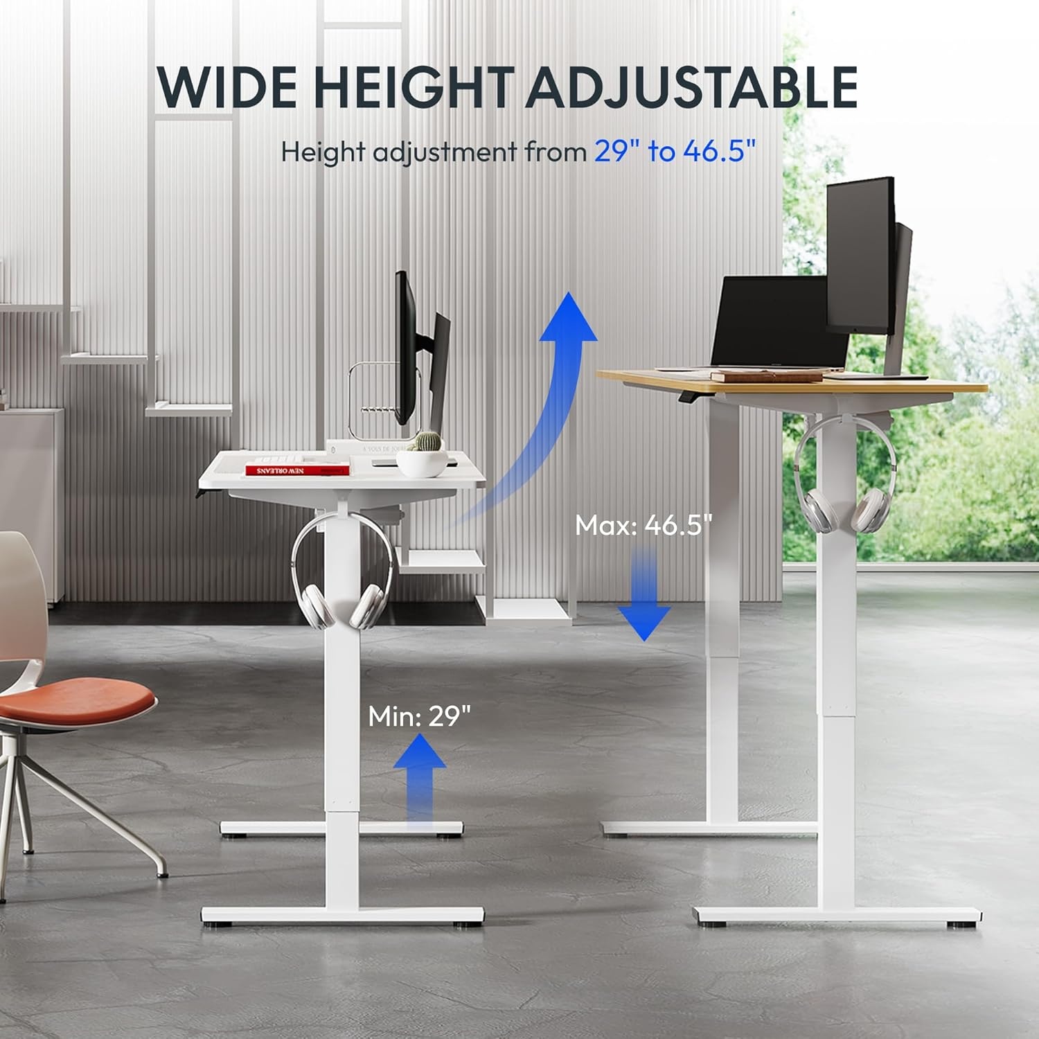 image:imageFLEXISPOT 71x32 Inch Electric Large Standing Desk for Home amp Office Spacious Splice Board Desk with Cable Management amp Organizer Cup Holder amp Hook BlackMaple