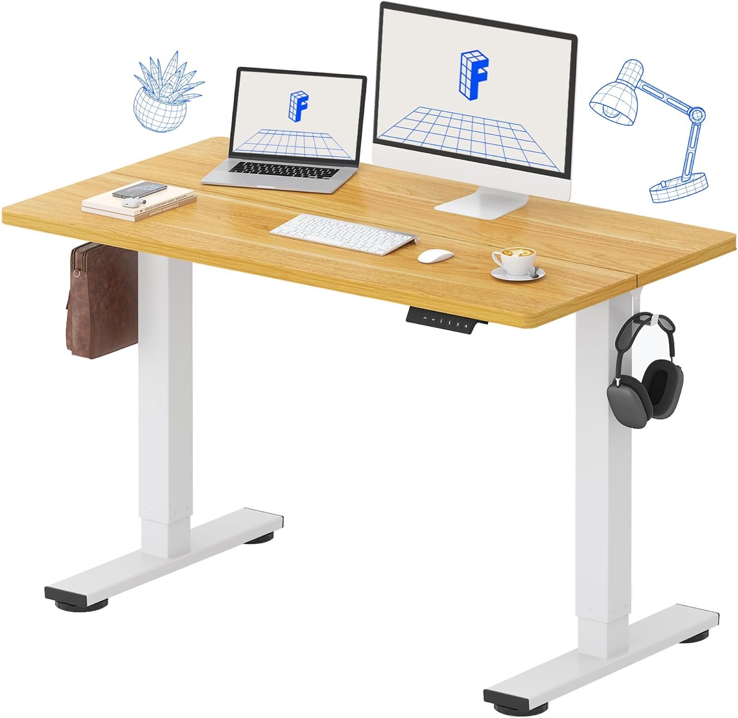 image:imageFLEXISPOT 71x32 Inch Electric Large Standing Desk for Home amp Office Spacious Splice Board Desk with Cable Management amp Organizer Cup Holder amp Hook BlackMaple