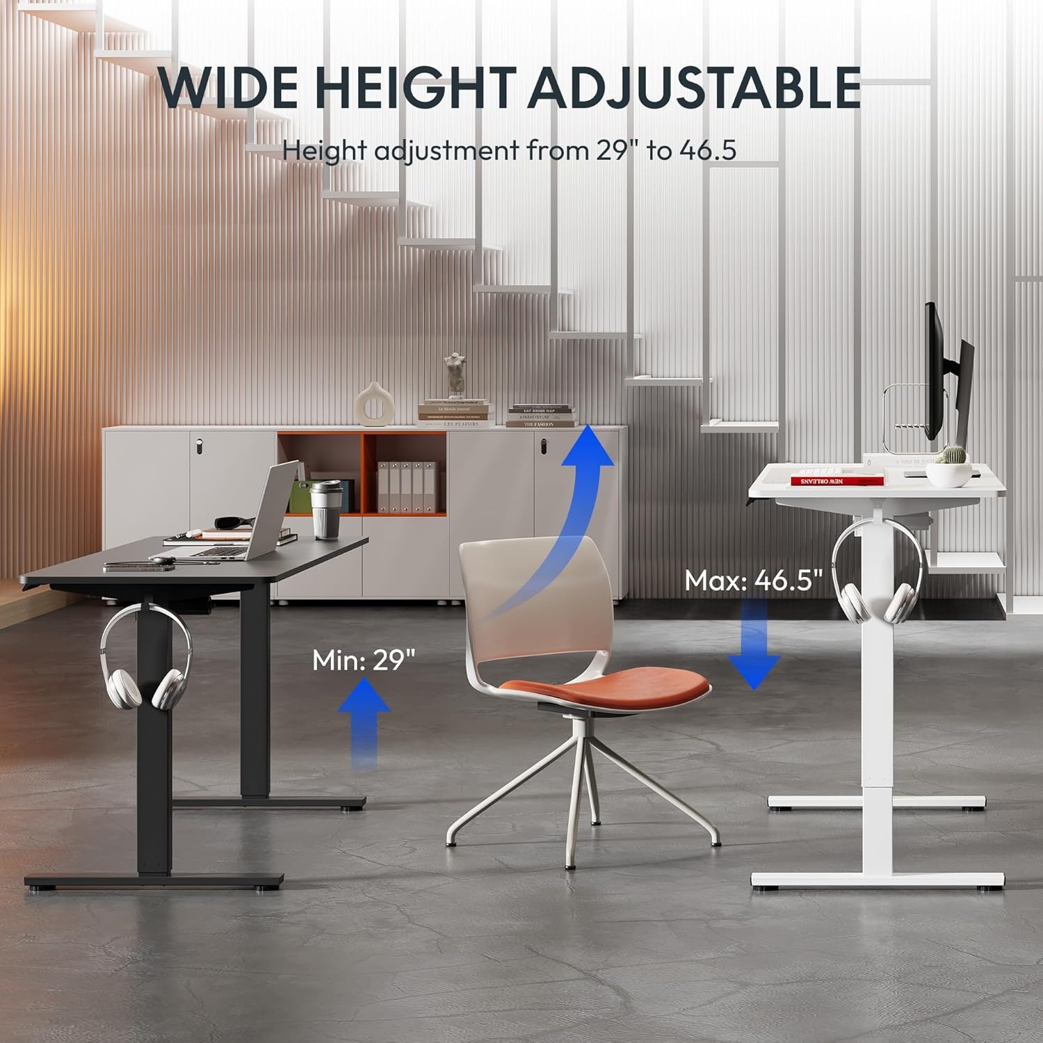 image:imageFLEXISPOT 71x32 Inch Electric Large Standing Desk for Home amp Office Spacious Splice Board Desk with Cable Management amp Organizer Cup Holder amp Hook BlackBlack