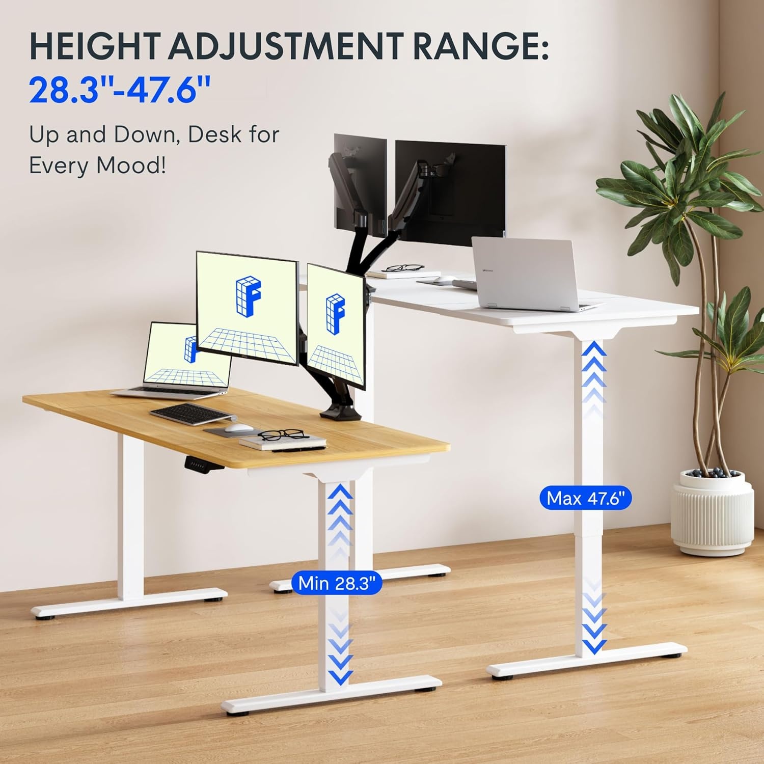 image:imageFLEXISPOT 71x32 Inch Electric Large Standing Desk for Home amp Office Spacious Splice Board Desk with Cable Management amp Organizer Cup Holder amp Hook BlackMaple