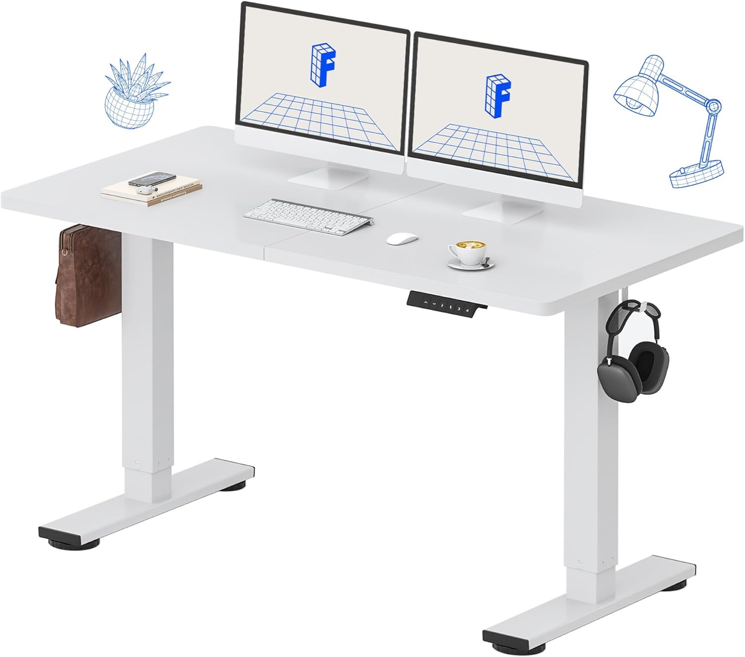 image:imageFLEXISPOT 71x32 Inch Electric Large Standing Desk for Home amp Office Spacious Splice Board Desk with Cable Management amp Organizer Cup Holder amp Hook BlackWhite