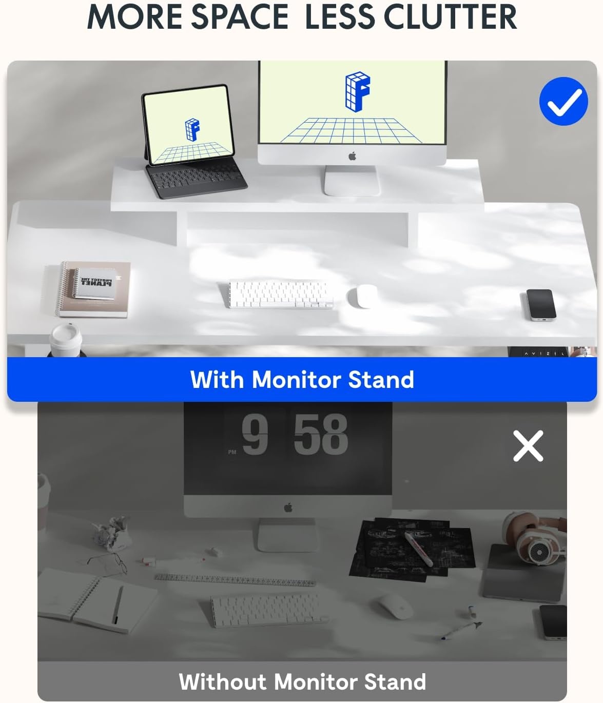 image:imageFLEXISPOT 71x32 Inch Electric Large Standing Desk for Home amp Office Spacious Splice Board Desk with Cable Management amp Organizer Cup Holder amp Hook BlackWhite Riser