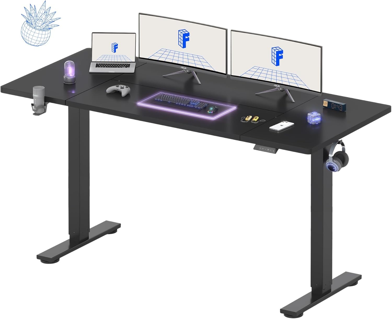 image:imageFLEXISPOT 71x32 Inch Electric Large Standing Desk for Home amp Office Spacious Splice Board Desk with Cable Management amp Organizer Cup Holder amp Hook BlackBlack