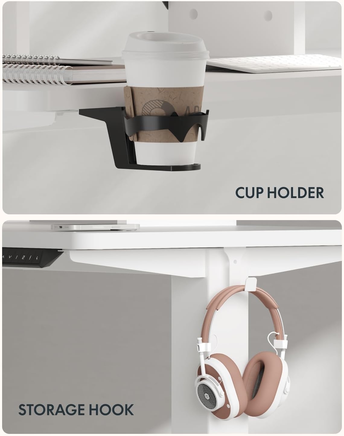 image:imageFLEXISPOT 71x32 Inch Electric Large Standing Desk for Home amp Office Spacious Splice Board Desk with Cable Management amp Organizer Cup Holder amp Hook BlackWhite Riser