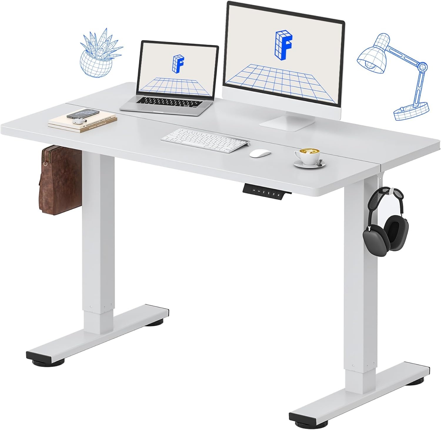 image:imageFLEXISPOT 71x32 Inch Electric Large Standing Desk for Home amp Office Spacious Splice Board Desk with Cable Management amp Organizer Cup Holder amp Hook BlackWhite