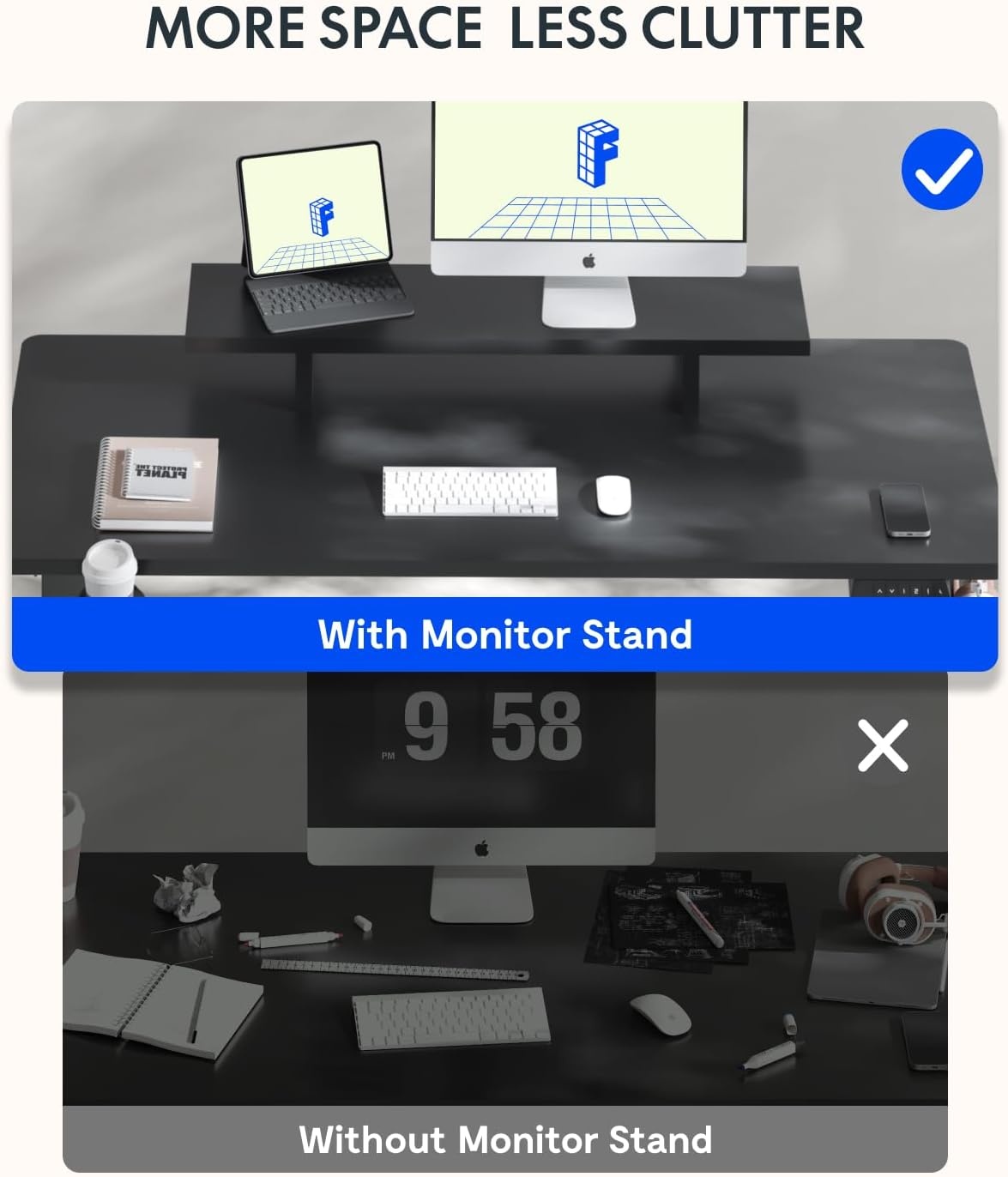 image:imageFLEXISPOT 71x32 Inch Electric Large Standing Desk for Home amp Office Spacious Splice Board Desk with Cable Management amp Organizer Cup Holder amp Hook BlackBlack Riser