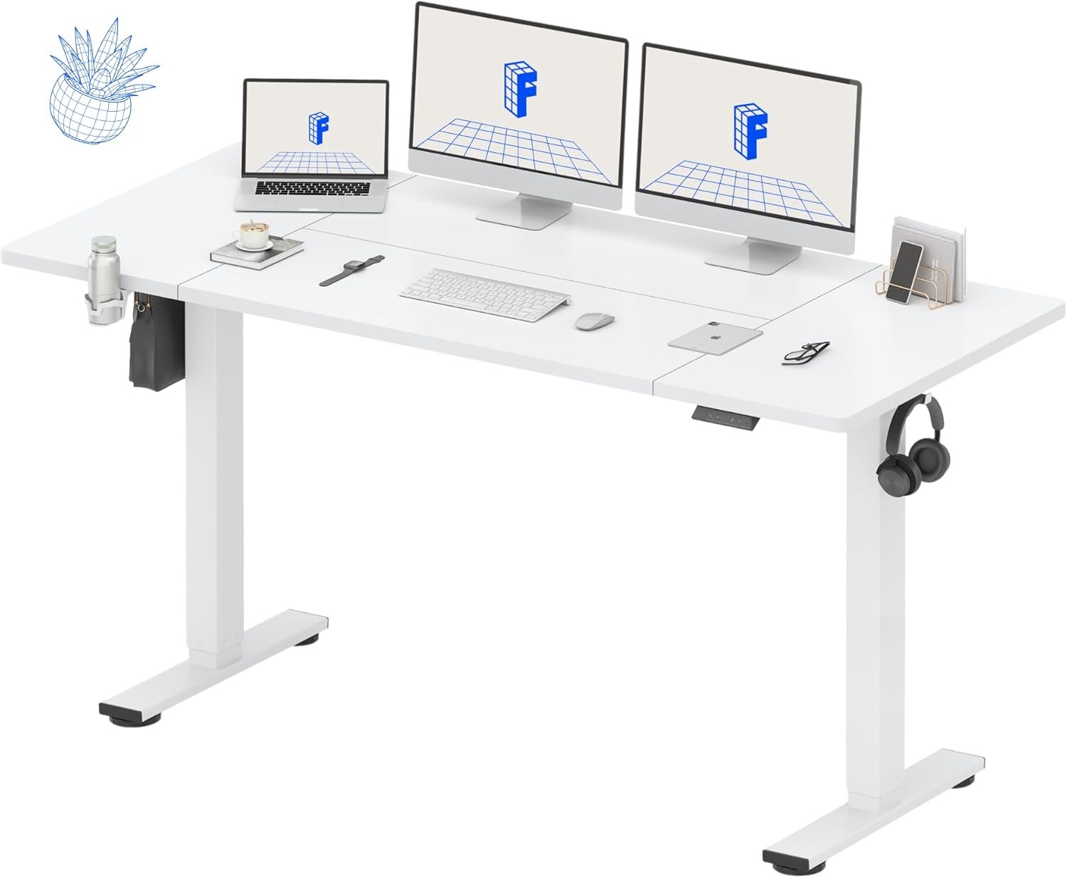image:imageFLEXISPOT 71x32 Inch Electric Large Standing Desk for Home amp Office Spacious Splice Board Desk with Cable Management amp Organizer Cup Holder amp Hook BlackWhite