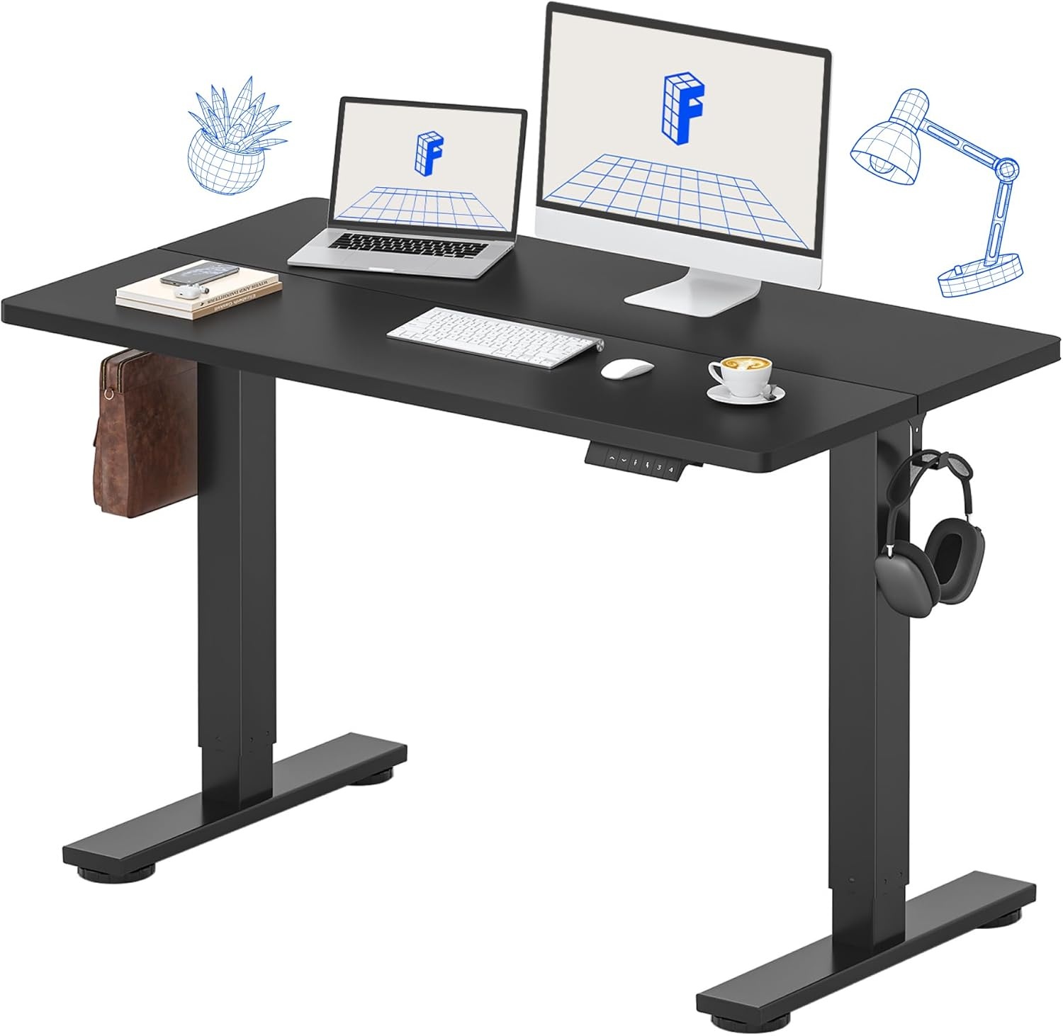 image:imageFLEXISPOT 71x32 Inch Electric Large Standing Desk for Home amp Office Spacious Splice Board Desk with Cable Management amp Organizer Cup Holder amp Hook BlackBlack
