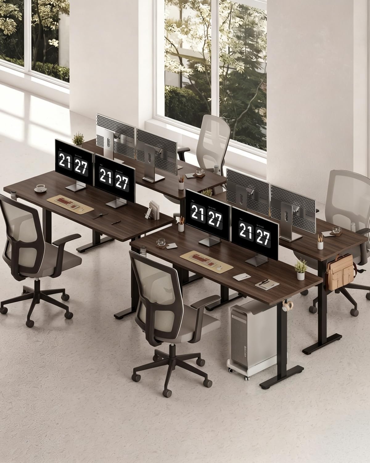 image:imageFLEXISPOT 71x32 Inch Electric Large Standing Desk for Home amp Office Spacious Splice Board Desk with Cable Management amp Organizer Cup Holder amp Hook BlackBlack Walnut