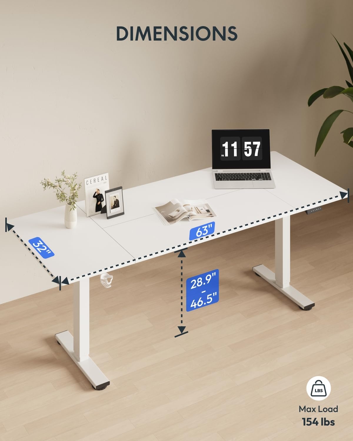 image:imageFLEXISPOT 71x32 Inch Electric Large Standing Desk for Home amp Office Spacious Splice Board Desk with Cable Management amp Organizer Cup Holder amp Hook BlackWhite