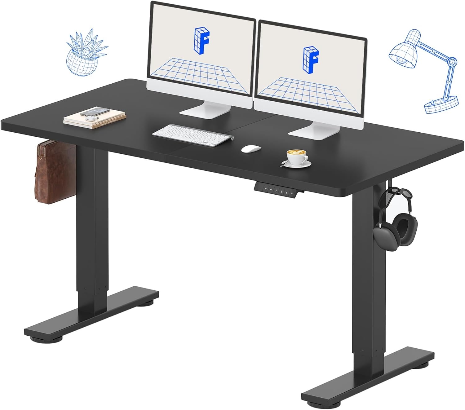 image:imageFLEXISPOT 71x32 Inch Electric Large Standing Desk for Home amp Office Spacious Splice Board Desk with Cable Management amp Organizer Cup Holder amp Hook BlackBlack