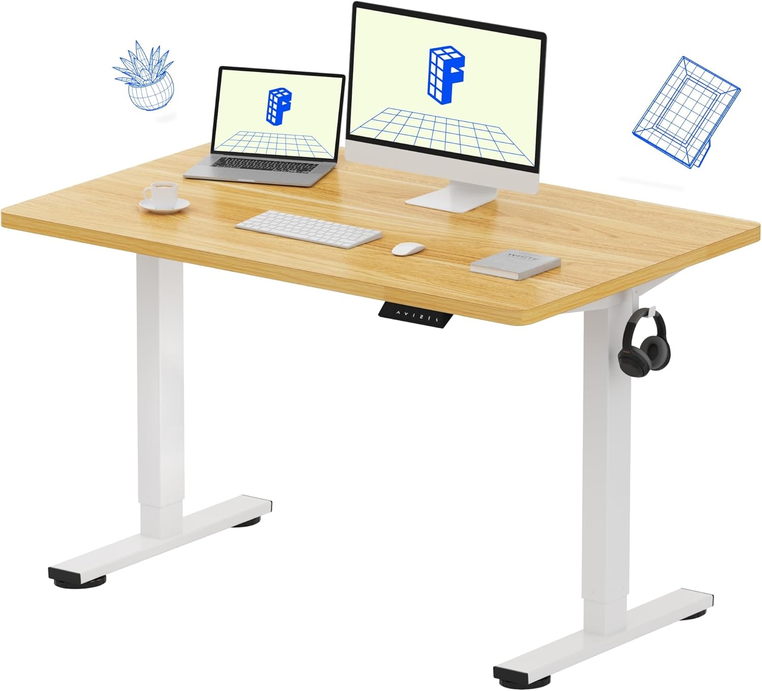 image:imageFLEXISPOT EN1 OnePiece Standing Desk 48x24 Seamless Desktop Electric Height Adjustable Desk for Home Office MultiMonitor Setups amp Easy Assembly MapleMaple