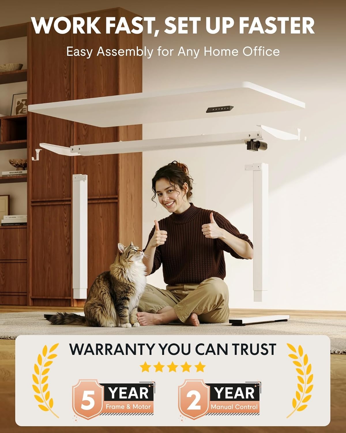 image:imageFLEXISPOT EN1 OnePiece Standing Desk 48x24 Seamless Desktop Electric Height Adjustable Desk for Home Office MultiMonitor Setups amp Easy Assembly MapleWhite