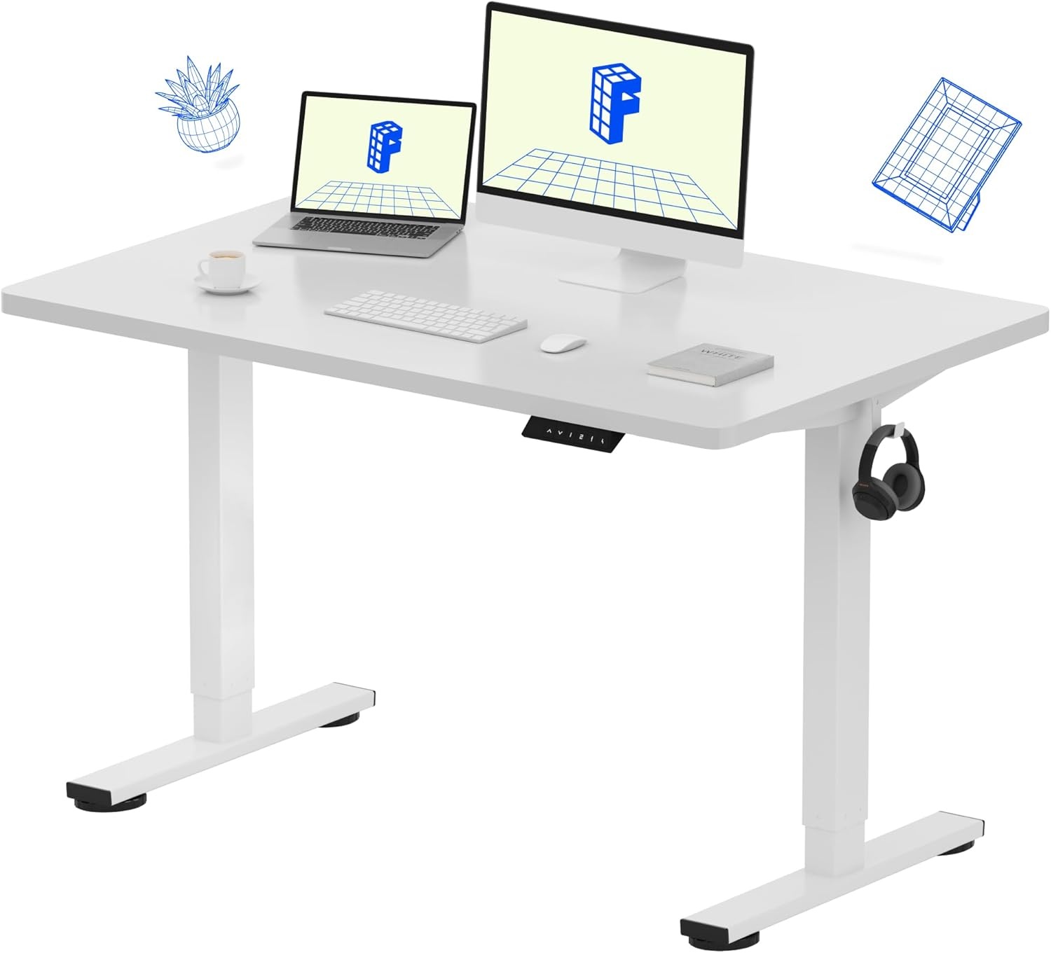image:imageFLEXISPOT EN1 OnePiece Standing Desk 48x24 Seamless Desktop Electric Height Adjustable Desk for Home Office MultiMonitor Setups amp Easy Assembly MapleWhite