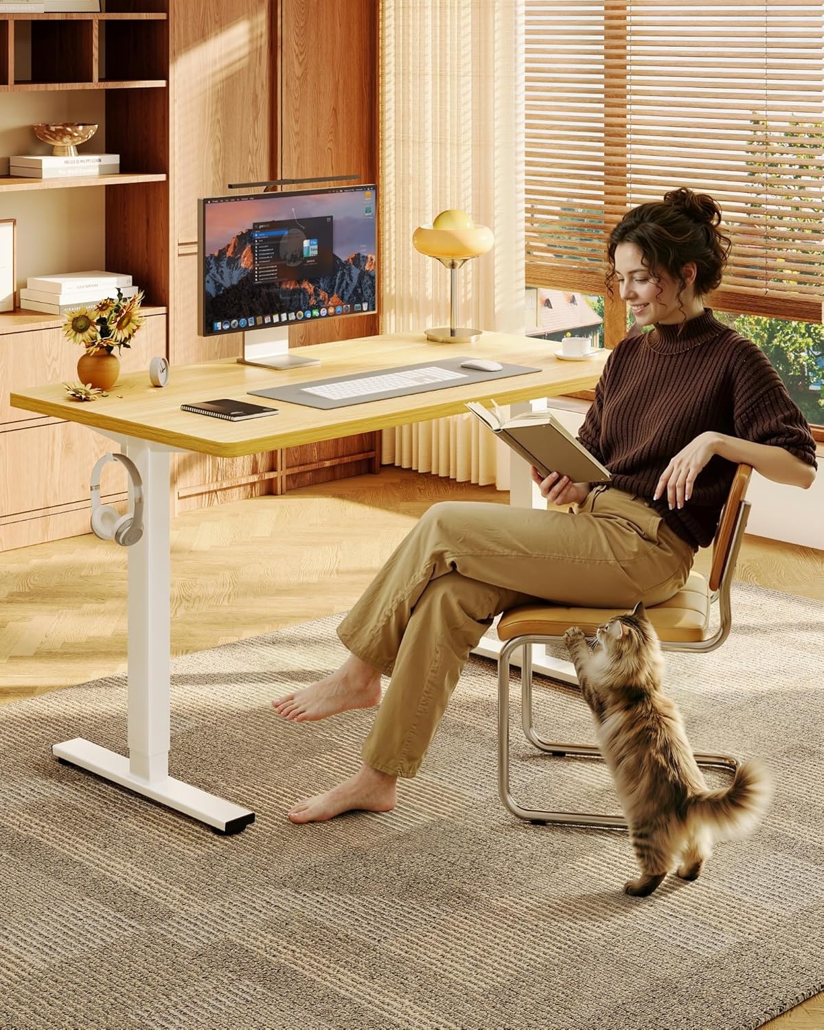 image:imageFLEXISPOT EN1 OnePiece Standing Desk 48x24 Seamless Desktop Electric Height Adjustable Desk for Home Office MultiMonitor Setups amp Easy Assembly MapleMaple