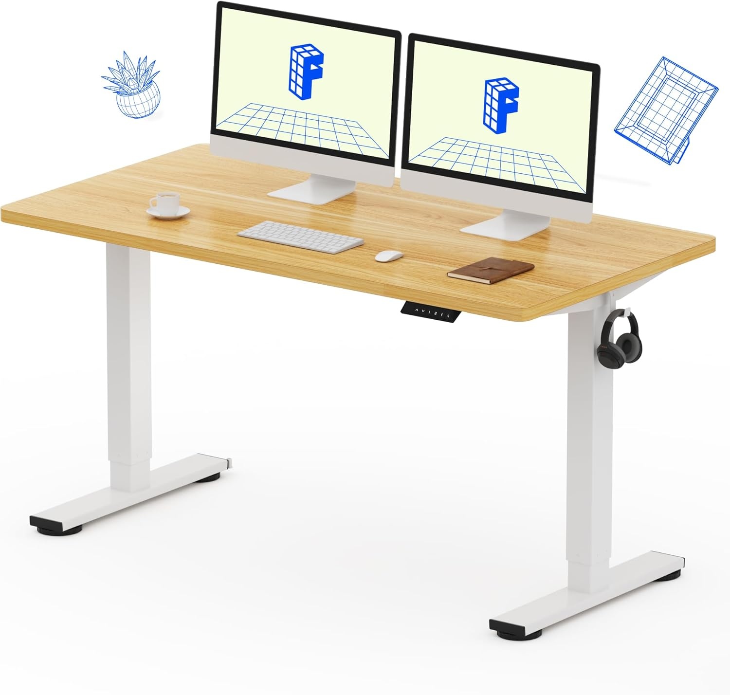 image:imageFLEXISPOT EN1 OnePiece Standing Desk 48x24 Seamless Desktop Electric Height Adjustable Desk for Home Office MultiMonitor Setups amp Easy Assembly MapleMaple