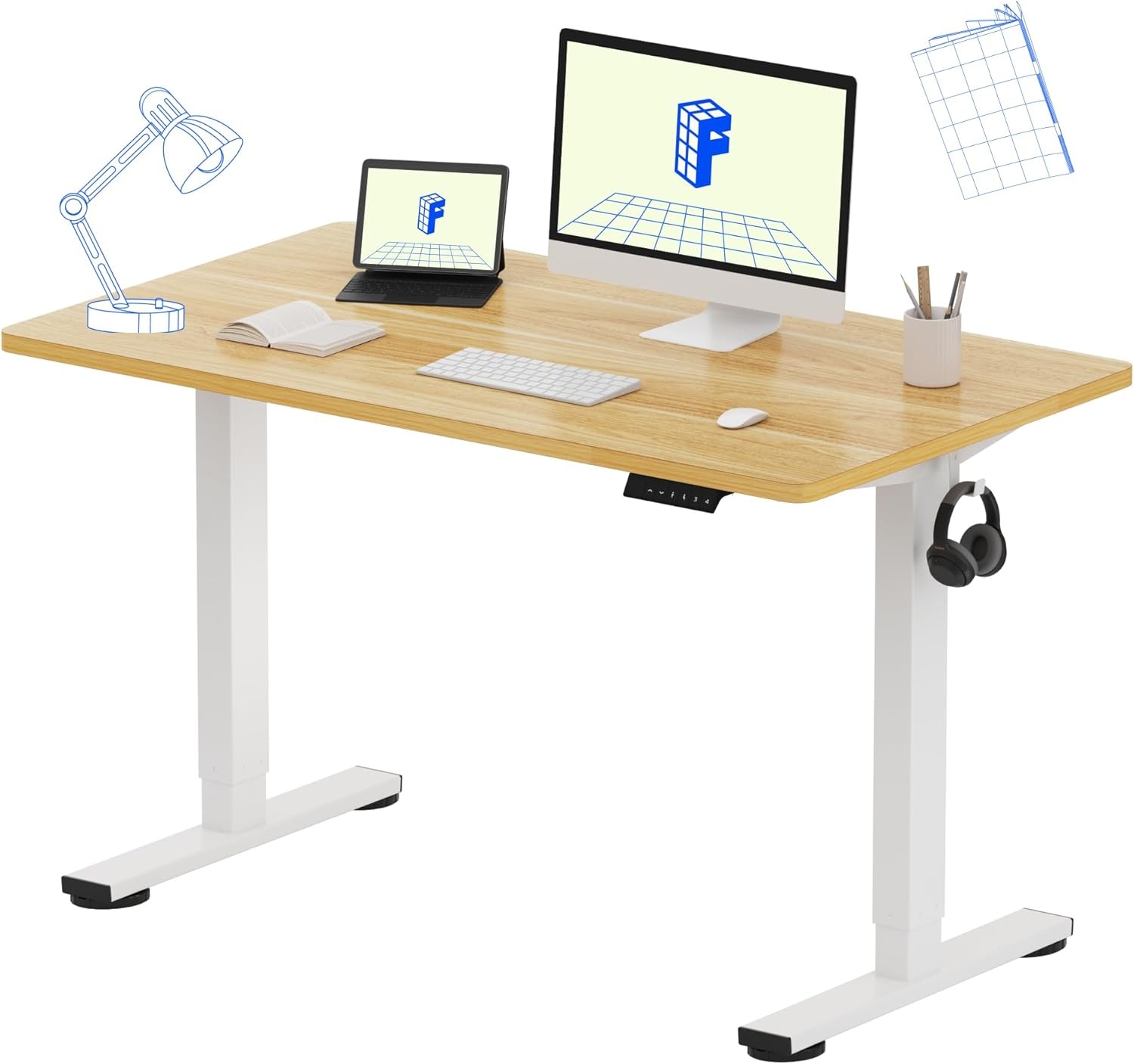 image:imageFLEXISPOT EN1 OnePiece Standing Desk 48x24 Seamless Desktop Electric Height Adjustable Desk for Home Office MultiMonitor Setups amp Easy Assembly MapleMaple