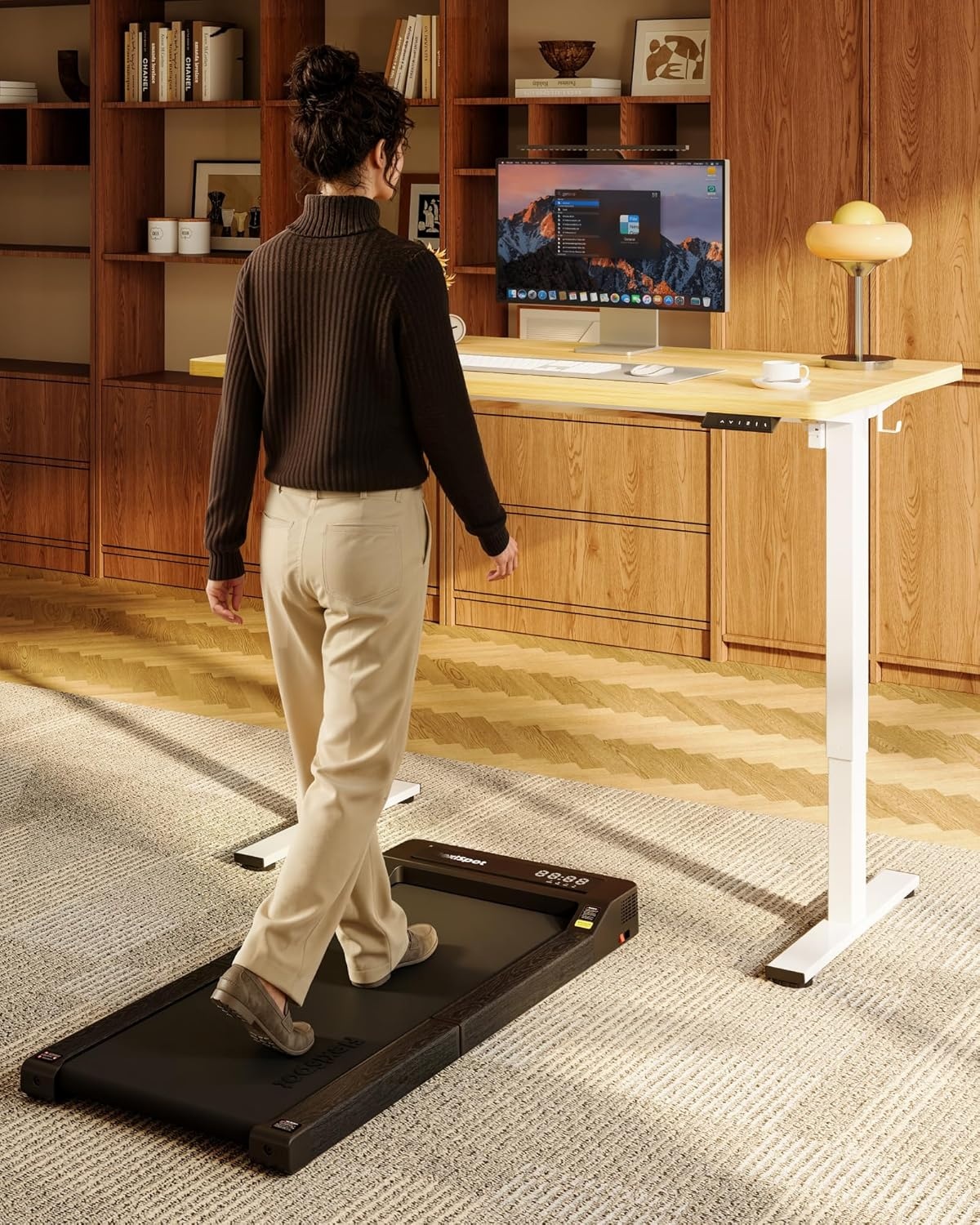 image:imageFLEXISPOT EN1 OnePiece Standing Desk 48x24 Seamless Desktop Electric Height Adjustable Desk for Home Office MultiMonitor Setups amp Easy Assembly MapleMaple