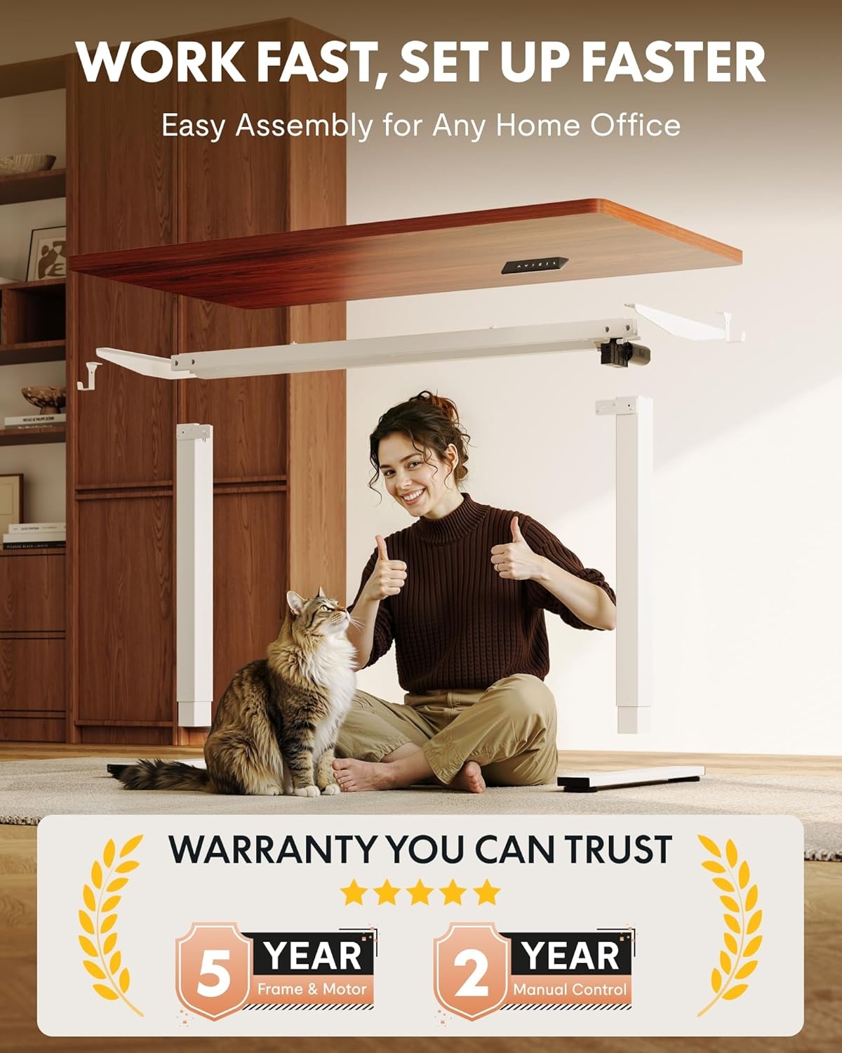image:imageFLEXISPOT EN1 OnePiece Standing Desk 48x24 Seamless Desktop Electric Height Adjustable Desk for Home Office MultiMonitor Setups amp Easy Assembly MapleMahogany