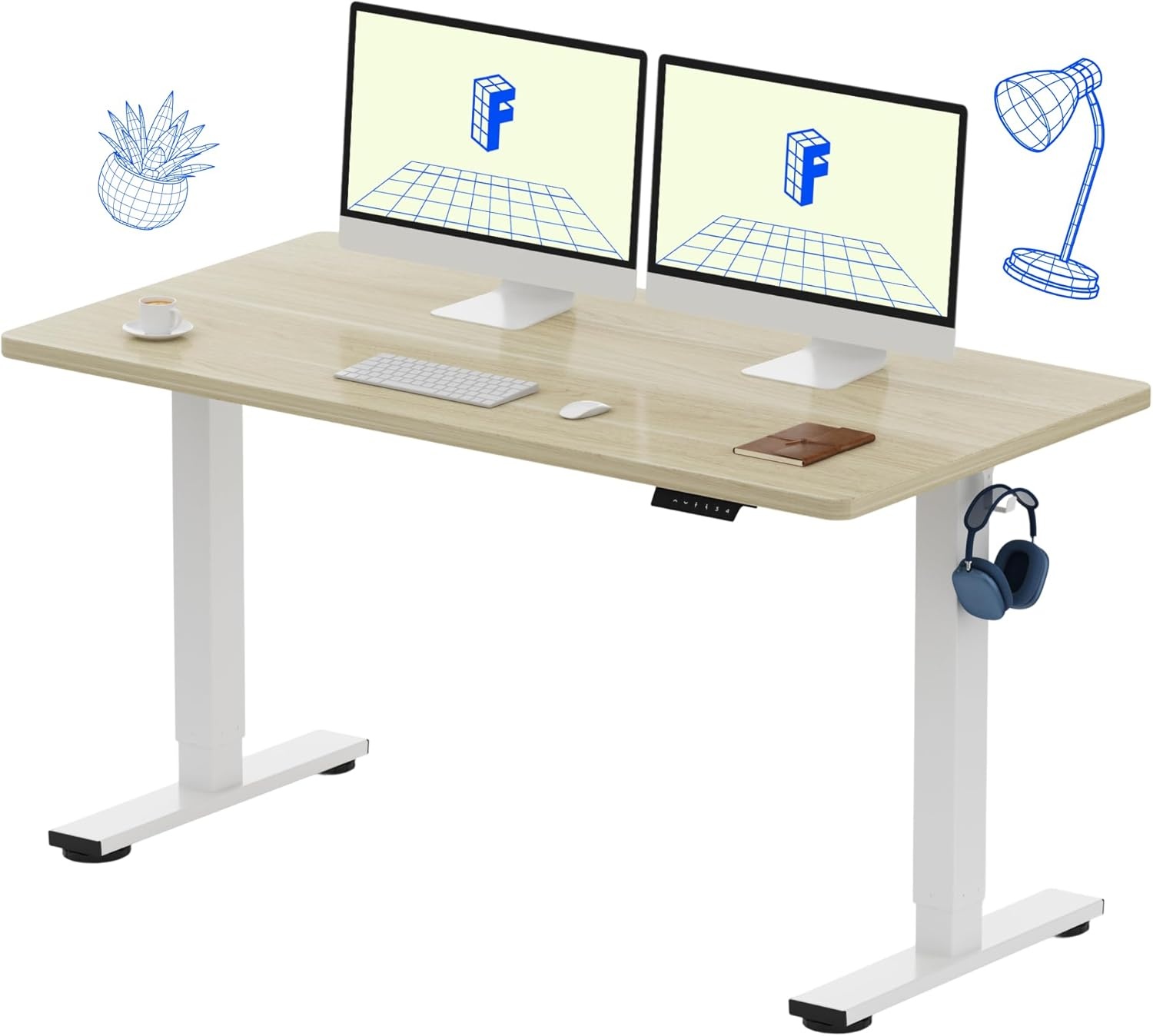 image:imageFLEXISPOT EN1 OnePiece Standing Desk 48x24 Seamless Desktop Electric Height Adjustable Desk for Home Office MultiMonitor Setups amp Easy Assembly MapleWhite Wood Grain