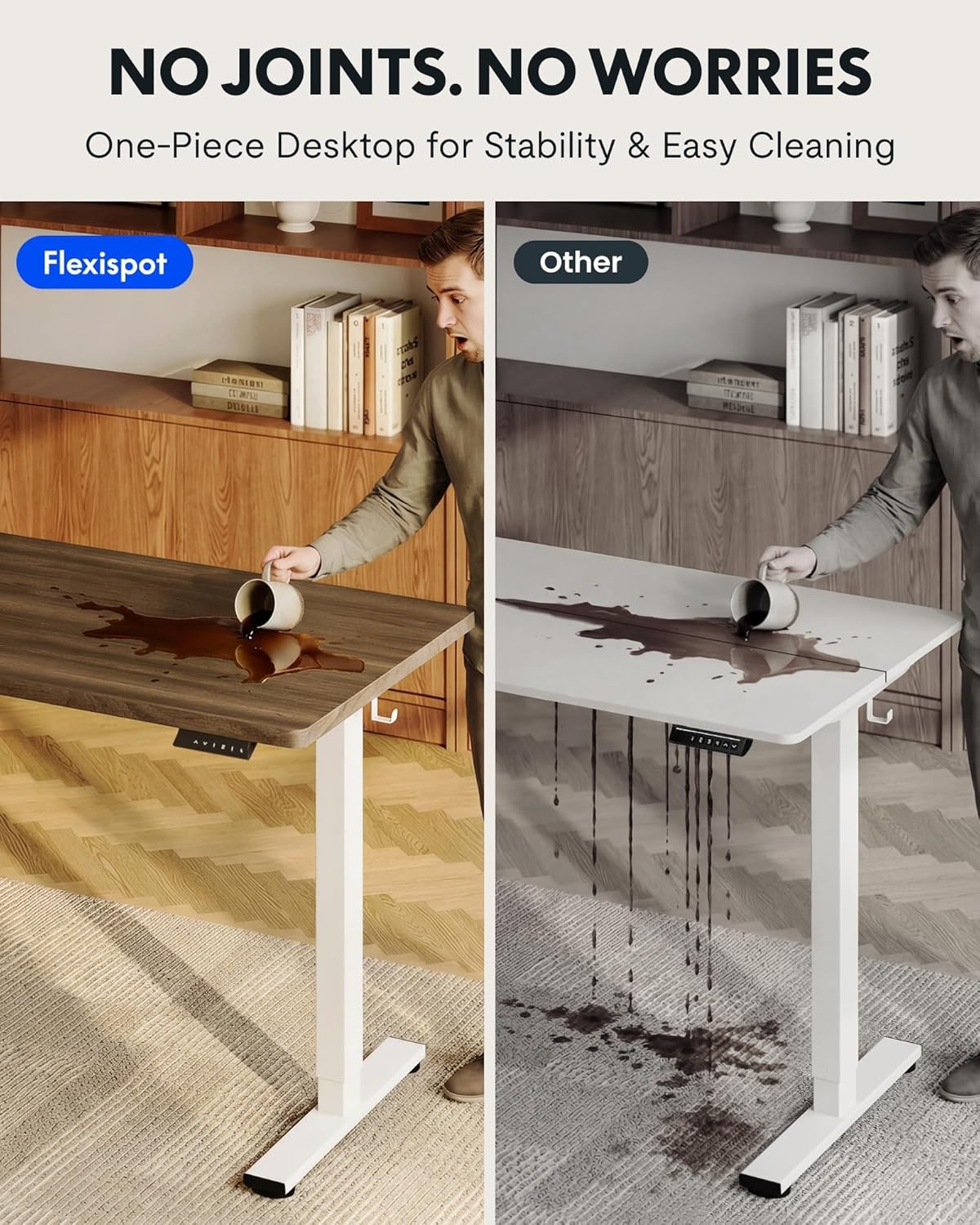 image:imageFLEXISPOT EN1 OnePiece Standing Desk 48x24 Seamless Desktop Electric Height Adjustable Desk for Home Office MultiMonitor Setups amp Easy Assembly MapleBlack Walnut