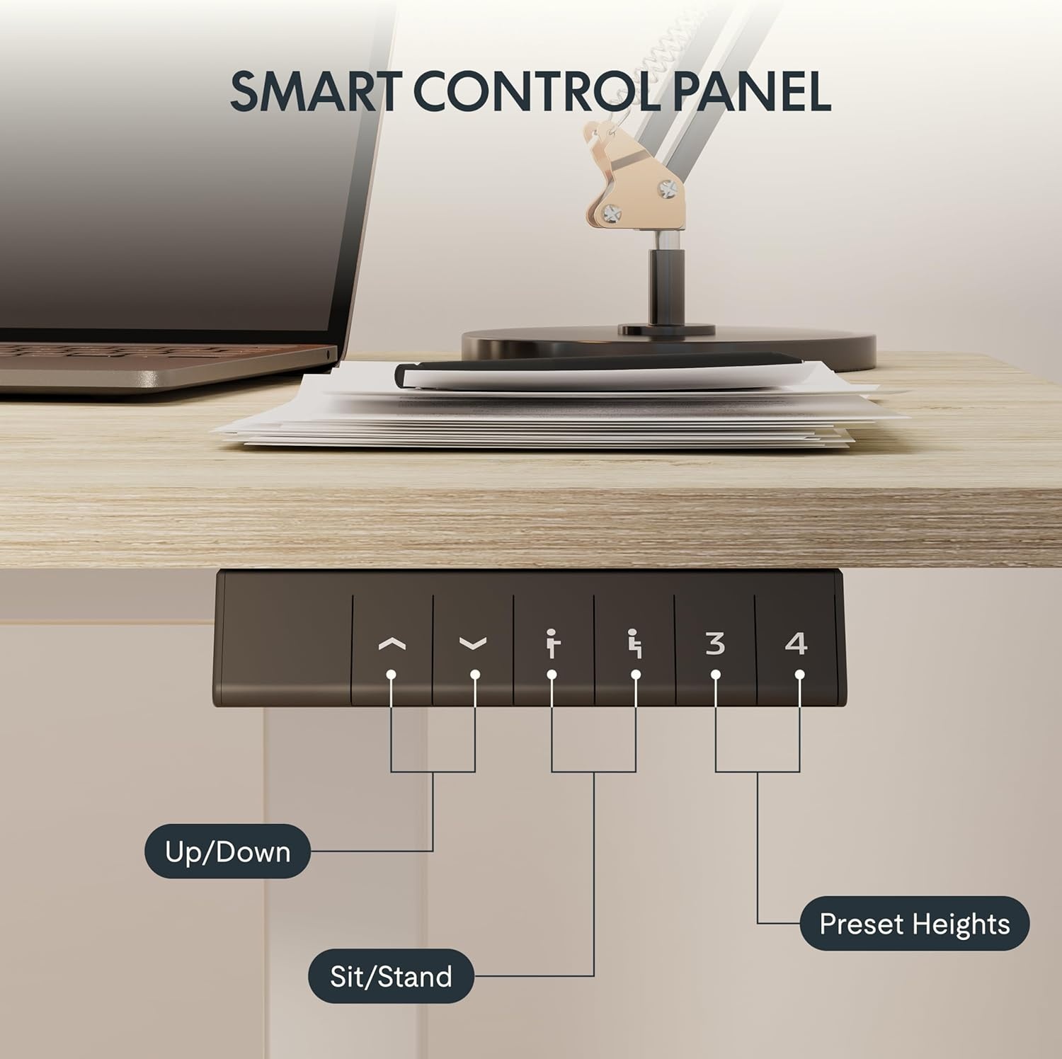 image:imageFLEXISPOT EN1 OnePiece Standing Desk 48x24 Seamless Desktop Electric Height Adjustable Desk for Home Office MultiMonitor Setups amp Easy Assembly MapleWhite Wood Grain