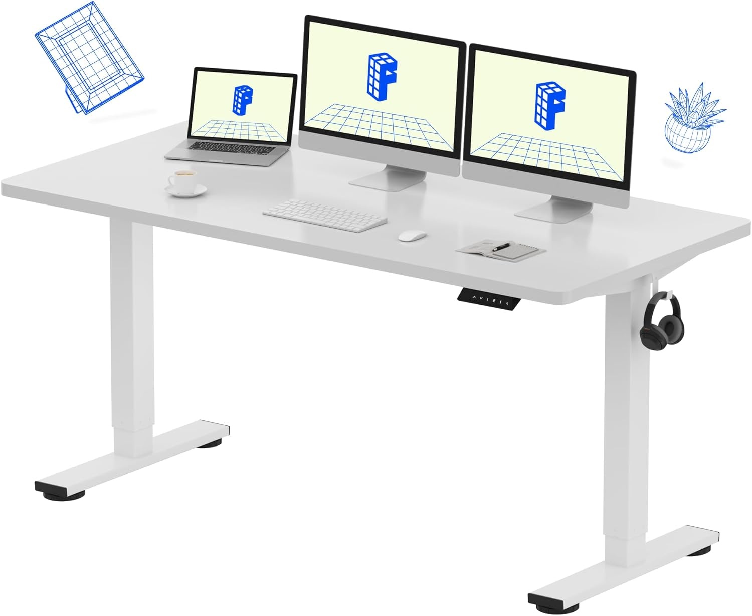 image:imageFLEXISPOT EN1 OnePiece Standing Desk 48x24 Seamless Desktop Electric Height Adjustable Desk for Home Office MultiMonitor Setups amp Easy Assembly MapleWhite
