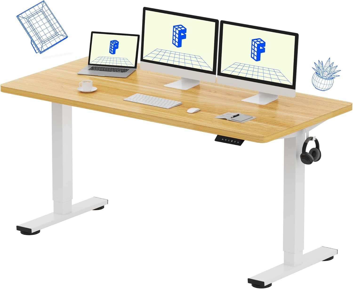 image:imageFLEXISPOT EN1 OnePiece Standing Desk 48x24 Seamless Desktop Electric Height Adjustable Desk for Home Office MultiMonitor Setups amp Easy Assembly MapleMaple