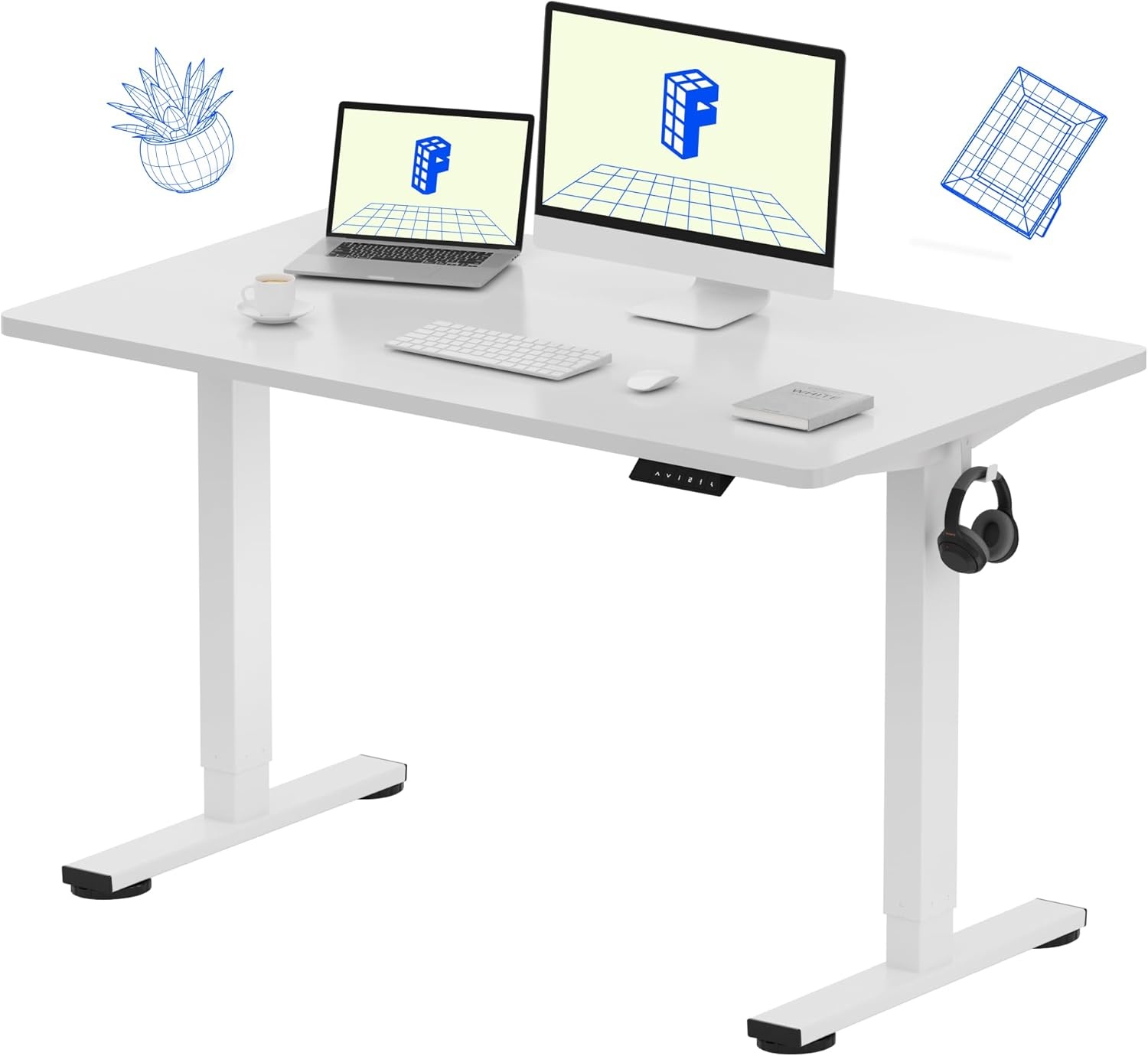 image:imageFLEXISPOT EN1 OnePiece Standing Desk 48x24 Seamless Desktop Electric Height Adjustable Desk for Home Office MultiMonitor Setups amp Easy Assembly MapleWhite
