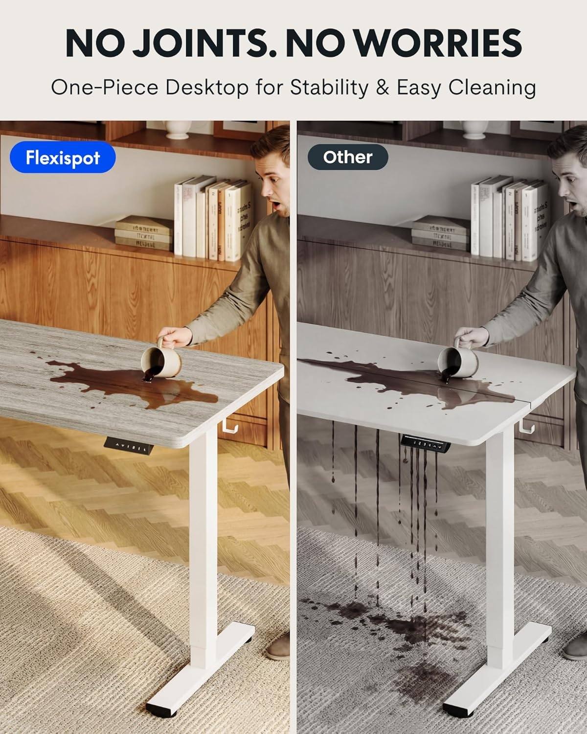 image:imageFLEXISPOT EN1 OnePiece Standing Desk 48x24 Seamless Desktop Electric Height Adjustable Desk for Home Office MultiMonitor Setups amp Easy Assembly MapleGray Wood