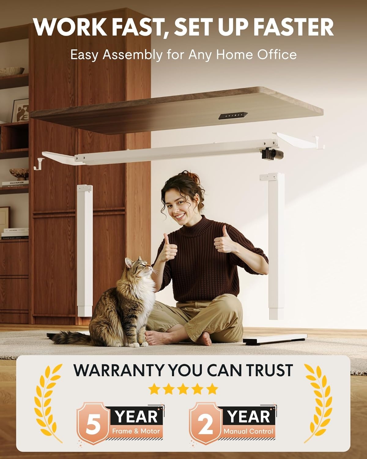 image:imageFLEXISPOT EN1 OnePiece Standing Desk 48x24 Seamless Desktop Electric Height Adjustable Desk for Home Office MultiMonitor Setups amp Easy Assembly MapleBlack Walnut