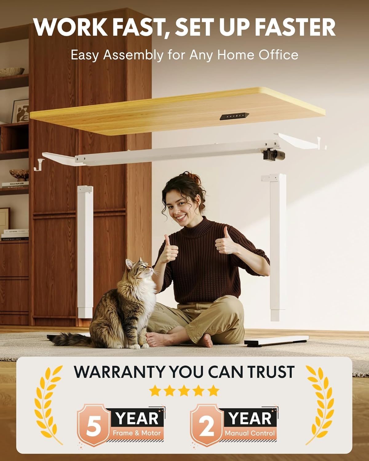 image:imageFLEXISPOT EN1 OnePiece Standing Desk 48x24 Seamless Desktop Electric Height Adjustable Desk for Home Office MultiMonitor Setups amp Easy Assembly MapleMaple