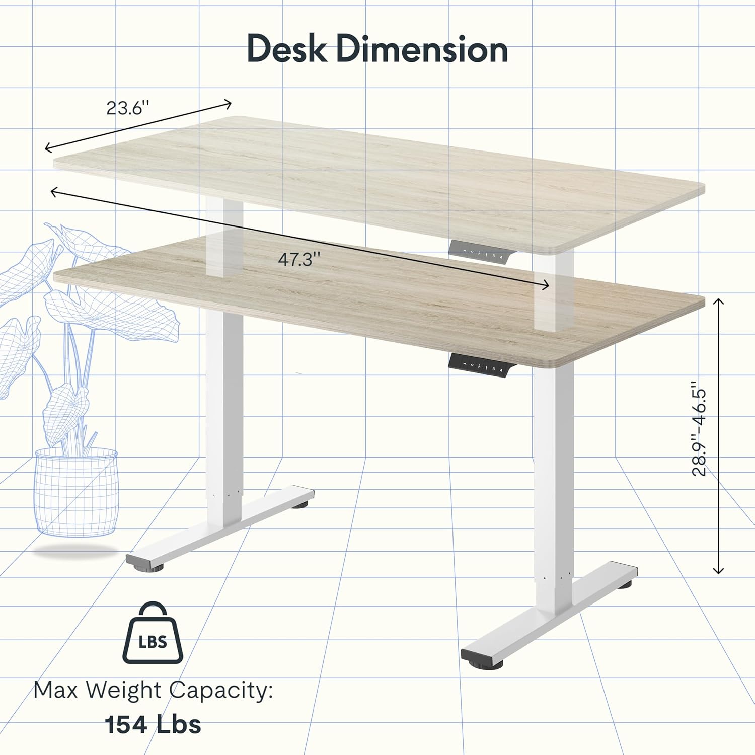 image:imageFLEXISPOT EN1 OnePiece Standing Desk 48x24 Seamless Desktop Electric Height Adjustable Desk for Home Office MultiMonitor Setups amp Easy Assembly MapleWhite Wood Grain