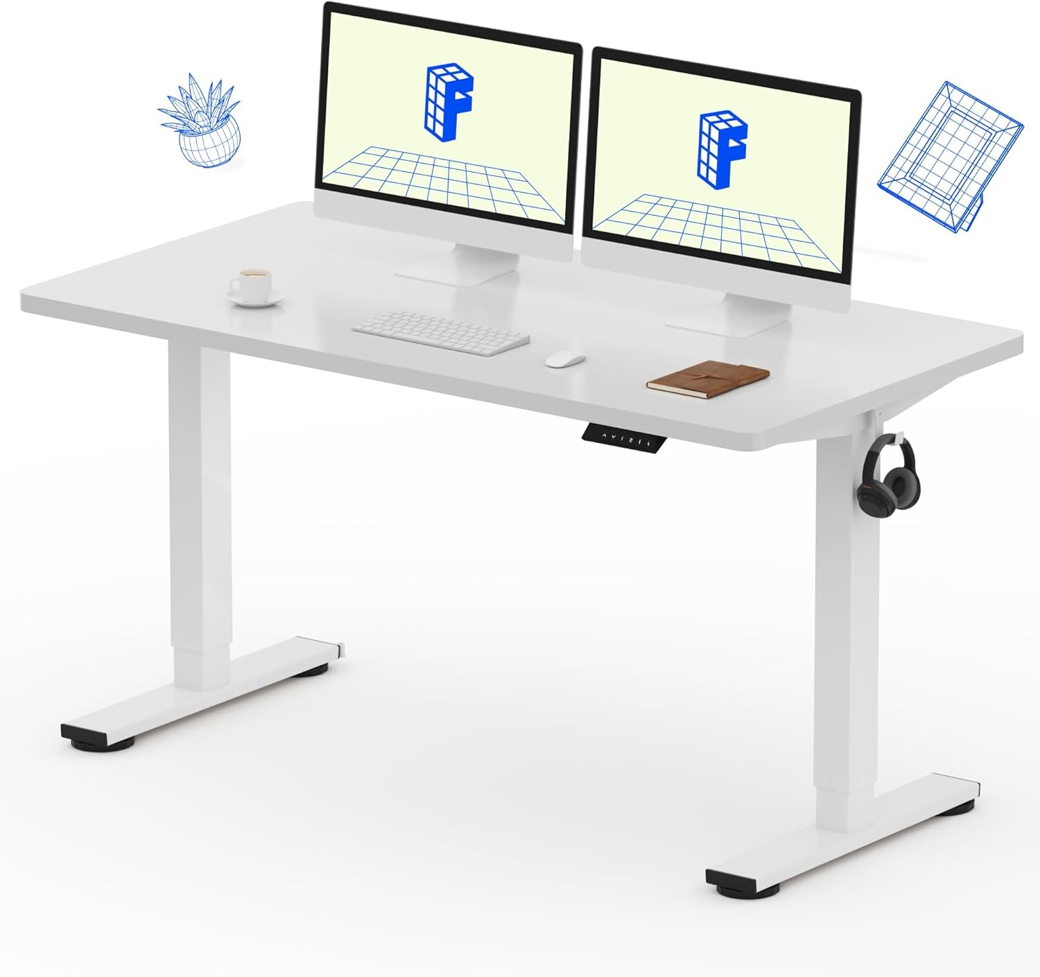 image:imageFLEXISPOT EN1 OnePiece Standing Desk 48x24 Seamless Desktop Electric Height Adjustable Desk for Home Office MultiMonitor Setups amp Easy Assembly MapleWhite