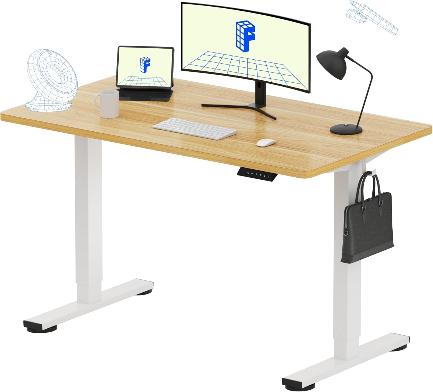 image:imageFLEXISPOT EN1 OnePiece Standing Desk Electric Adjustable with 4 Memory Presets 176 LBS Capacity Stable amp Quiet Seamless Desktop for Home Office amp Dual Monitors 48x24 BlackWhitemaple