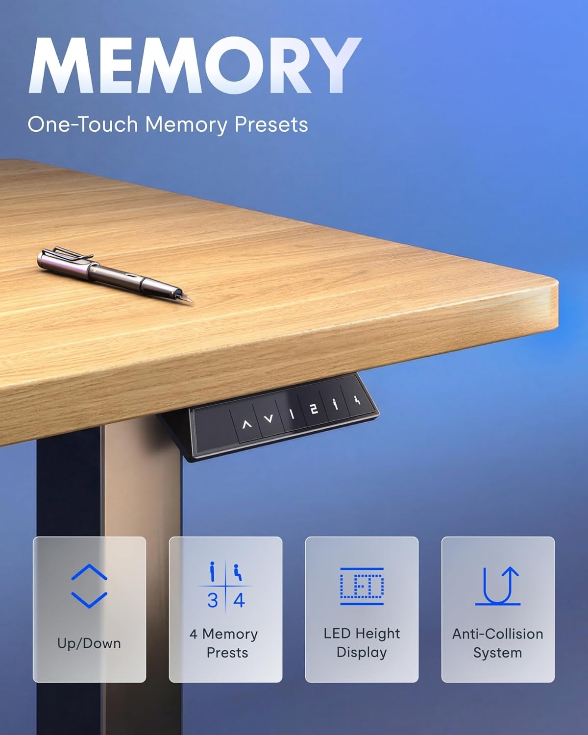 image:imageFLEXISPOT EN1 OnePiece Standing Desk Electric Adjustable with 4 Memory Presets 176 LBS Capacity Stable amp Quiet Seamless Desktop for Home Office amp Dual Monitors 48x24 BlackMaple
