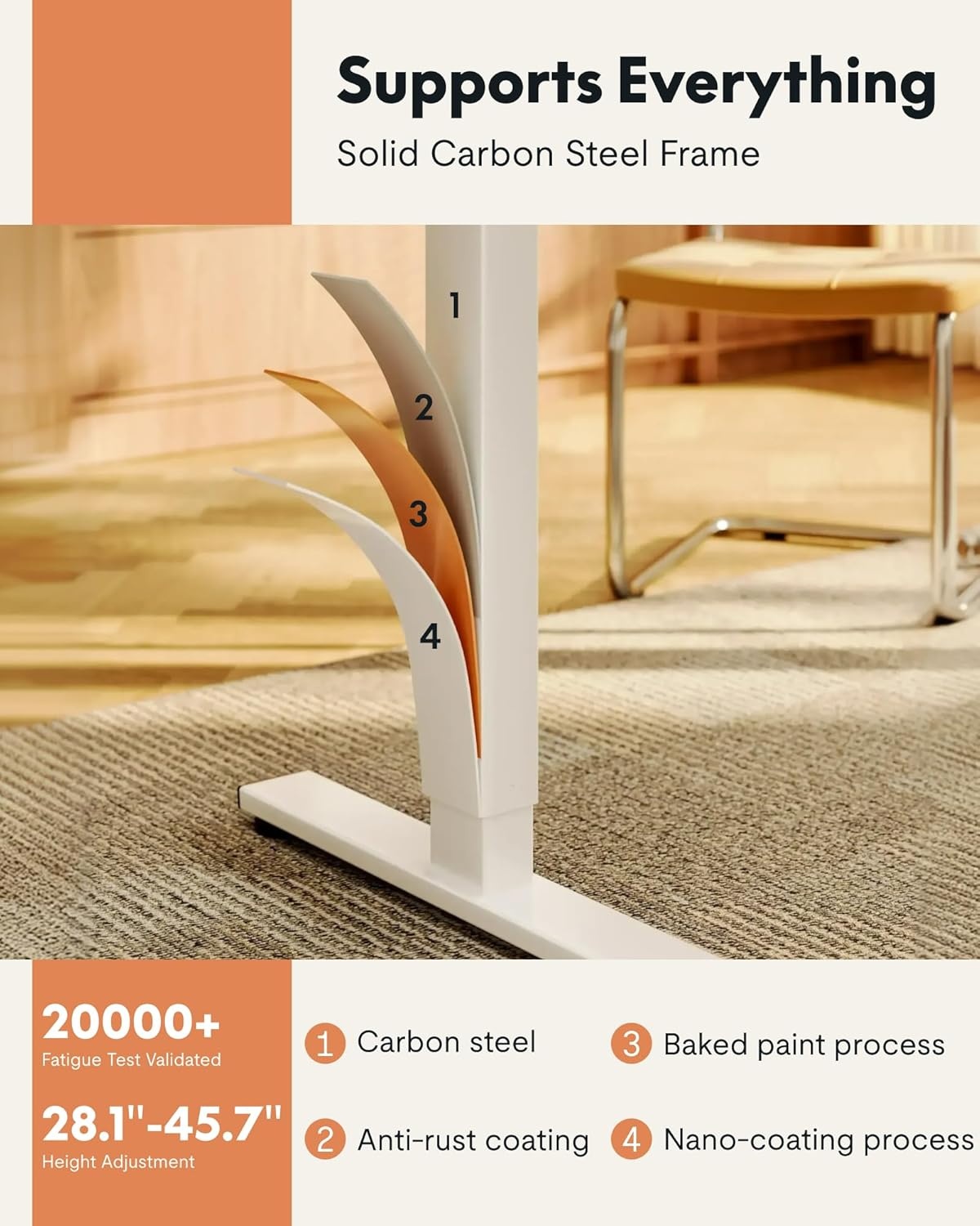 image:imageFLEXISPOT EN1 OnePiece Standing Desk Electric Adjustable with 4 Memory Presets 176 LBS Capacity Stable amp Quiet Seamless Desktop for Home Office amp Dual Monitors 48x24 BlackWhitewhite