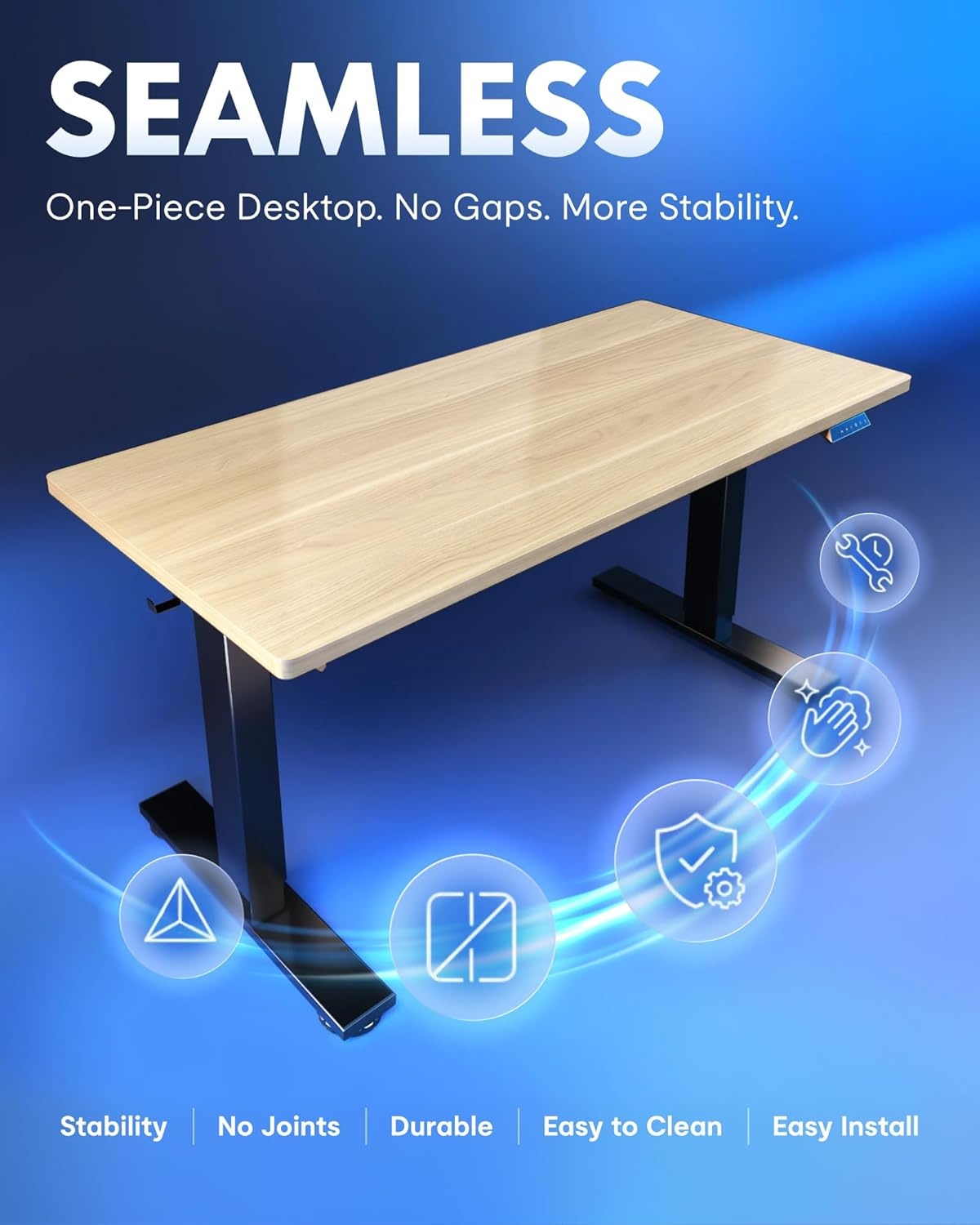 image:imageFLEXISPOT EN1 OnePiece Standing Desk Electric Adjustable with 4 Memory Presets 176 LBS Capacity Stable amp Quiet Seamless Desktop for Home Office amp Dual Monitors 48x24 BlackWhite Wood Grain