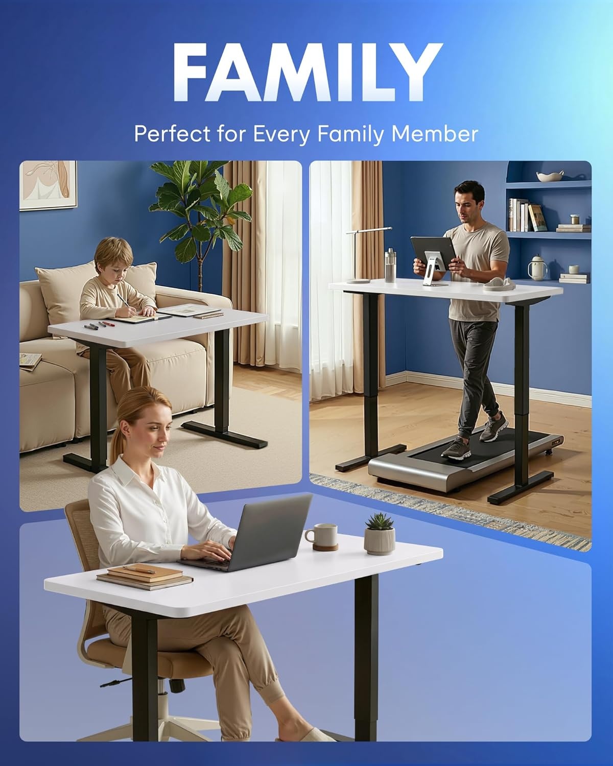 image:imageFLEXISPOT EN1 OnePiece Standing Desk Electric Adjustable with 4 Memory Presets 176 LBS Capacity Stable amp Quiet Seamless Desktop for Home Office amp Dual Monitors 48x24 BlackWhite