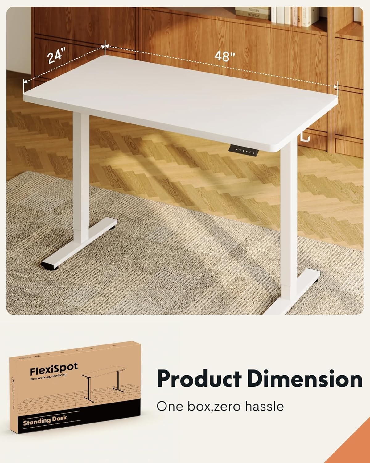 image:imageFLEXISPOT EN1 OnePiece Standing Desk Electric Adjustable with 4 Memory Presets 176 LBS Capacity Stable amp Quiet Seamless Desktop for Home Office amp Dual Monitors 48x24 BlackWhitewhite