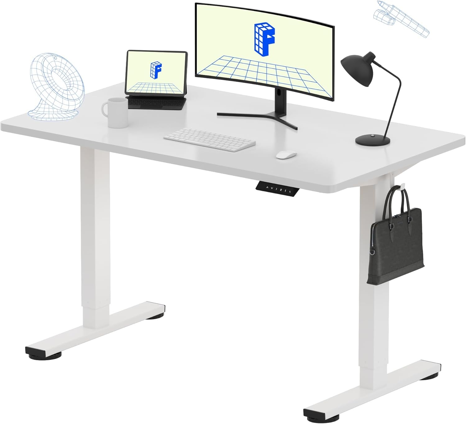 image:imageFLEXISPOT EN1 OnePiece Standing Desk Electric Adjustable with 4 Memory Presets 176 LBS Capacity Stable amp Quiet Seamless Desktop for Home Office amp Dual Monitors 48x24 BlackWhitewhite