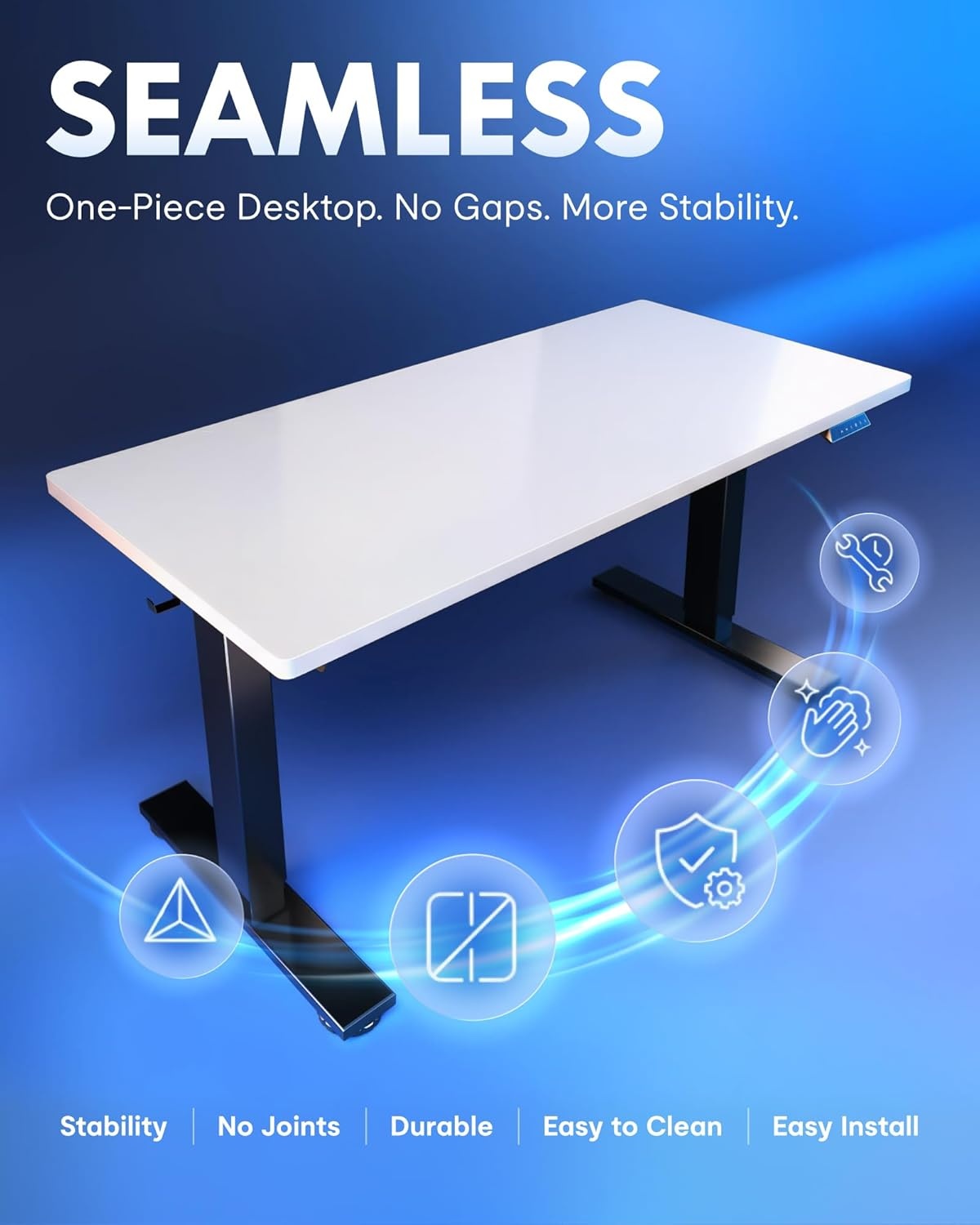 image:imageFLEXISPOT EN1 OnePiece Standing Desk Electric Adjustable with 4 Memory Presets 176 LBS Capacity Stable amp Quiet Seamless Desktop for Home Office amp Dual Monitors 48x24 BlackWhite