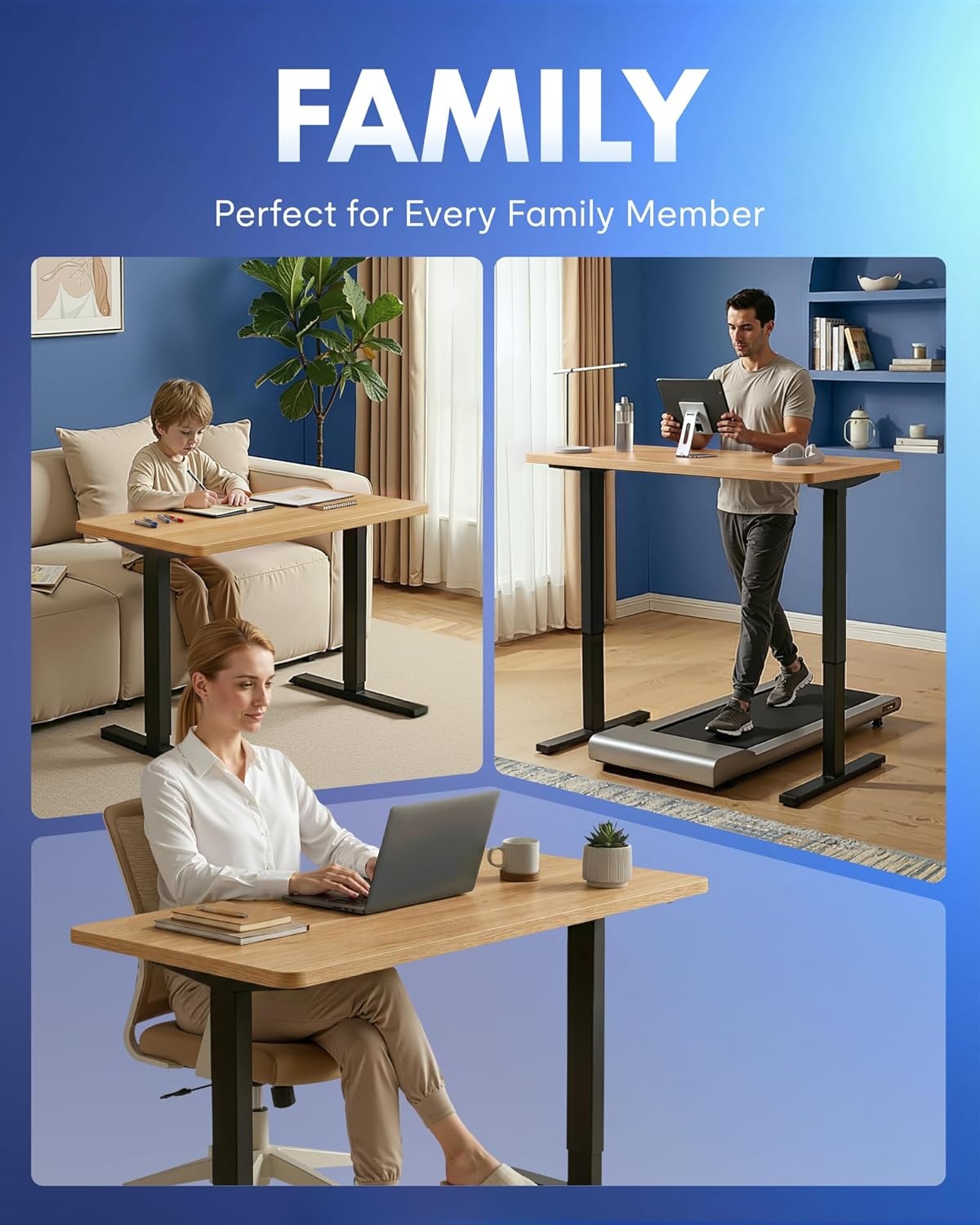 image:imageFLEXISPOT EN1 OnePiece Standing Desk Electric Adjustable with 4 Memory Presets 176 LBS Capacity Stable amp Quiet Seamless Desktop for Home Office amp Dual Monitors 48x24 BlackMaple