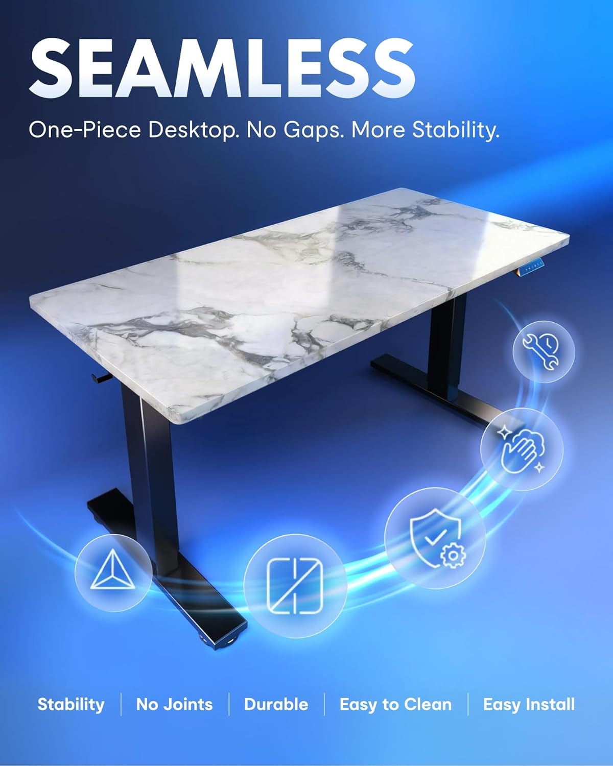 image:imageFLEXISPOT EN1 OnePiece Standing Desk Electric Adjustable with 4 Memory Presets 176 LBS Capacity Stable amp Quiet Seamless Desktop for Home Office amp Dual Monitors 48x24 BlackMarble Gray