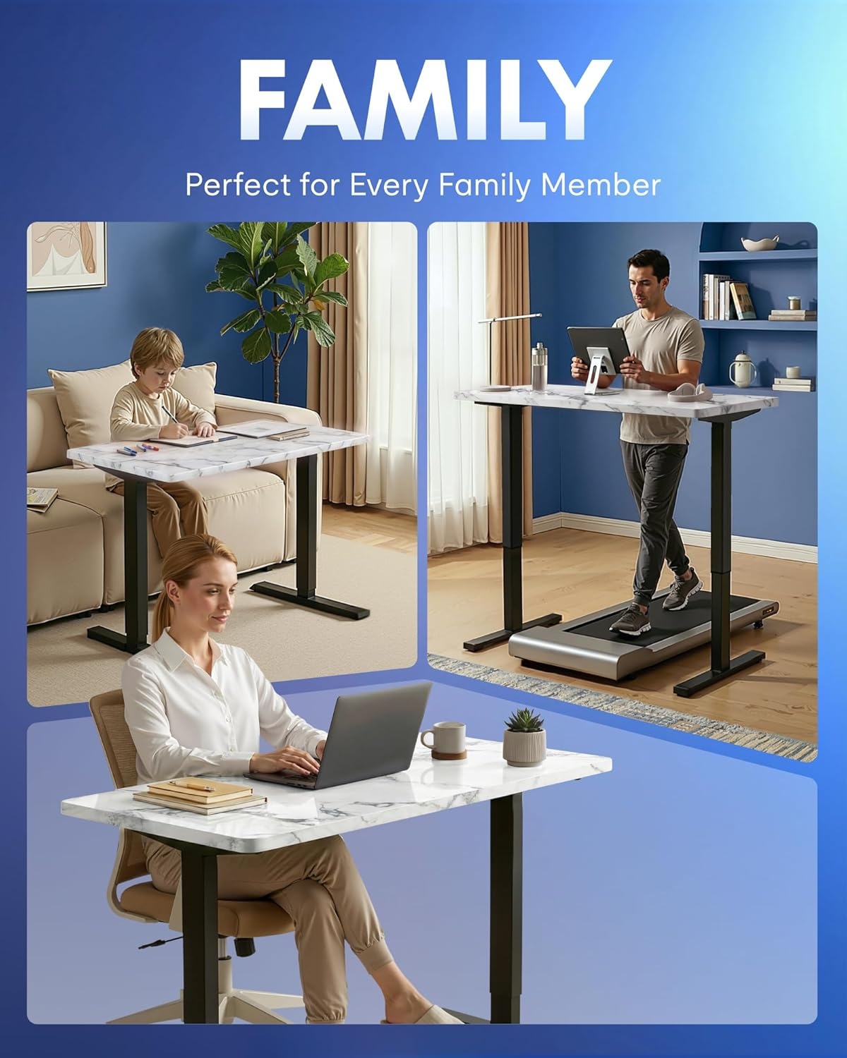 image:imageFLEXISPOT EN1 OnePiece Standing Desk Electric Adjustable with 4 Memory Presets 176 LBS Capacity Stable amp Quiet Seamless Desktop for Home Office amp Dual Monitors 48x24 BlackMarble Gray