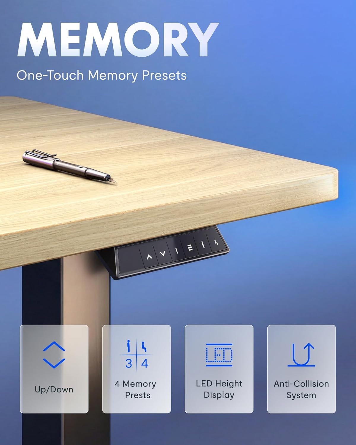 image:imageFLEXISPOT EN1 OnePiece Standing Desk Electric Adjustable with 4 Memory Presets 176 LBS Capacity Stable amp Quiet Seamless Desktop for Home Office amp Dual Monitors 48x24 BlackWhite Wood Grain