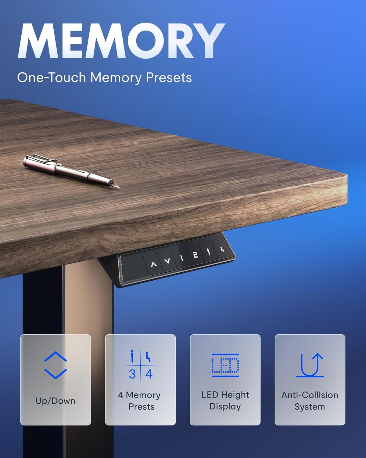 image:imageFLEXISPOT EN1 OnePiece Standing Desk Electric Adjustable with 4 Memory Presets 176 LBS Capacity Stable amp Quiet Seamless Desktop for Home Office amp Dual Monitors 48x24 BlackBlack Walnut